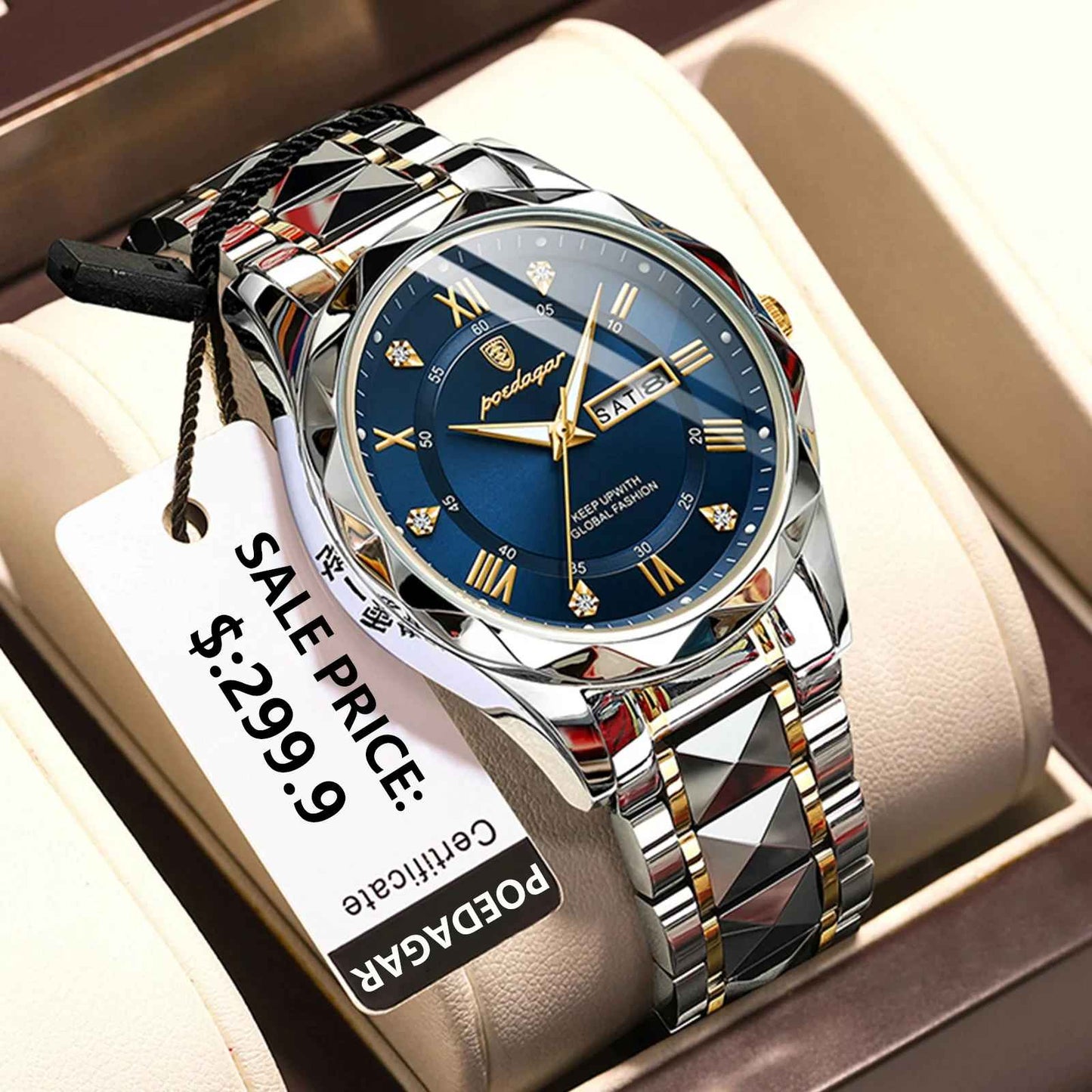 POEDAGAR Orologi da polso al quarzo moda Nuovi orologi da uomo con diamanti Orologio automatico di lusso impermeabile